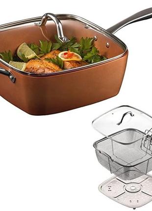 Сковорода універсальна copper cook deep square pan