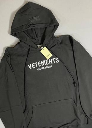 Худи vetements logo limited edition grey hoodie3 фото