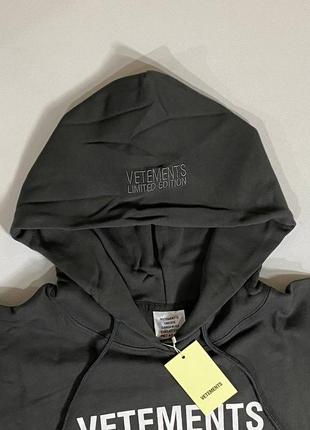 Худи vetements logo limited edition grey hoodie5 фото