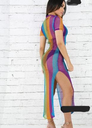 Сукня мермейд плетена сітка яскрава3 фото