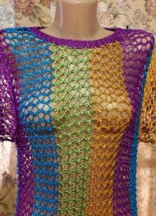 Сукня мермейд плетена сітка яскрава7 фото