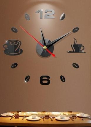 Настінні 3d годинники diy clock 80-100 см кава чорний4 фото
