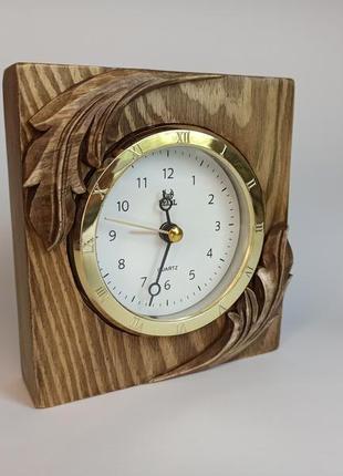 Дерев'яний годинник ручної роботи, годинник офісного столу, дерев'яний годинник, настольний9 фото