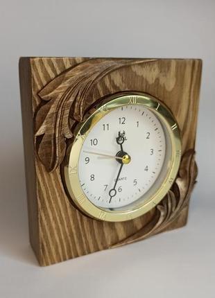 Дерев'яний годинник ручної роботи, годинник офісного столу, дерев'яний годинник, маленький настільни6 фото