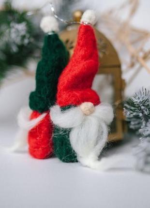 Валяні іграшки на ялинку,скандинавські гноми із шерсті мериноса, подарунок на новий рік і різдво6 фото