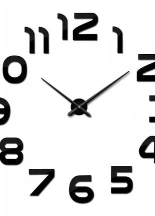 Великий настінний годинник 3d black з цифрами diy clock 70-150 см