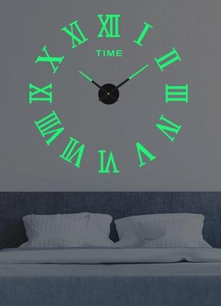 Настінні 3d годинники diy clock 80-100 см римські цифри світят...