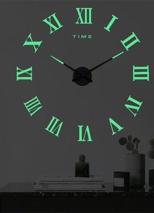 Настінні 3d годинники diy clock 80-100 см римські цифри світят...2 фото