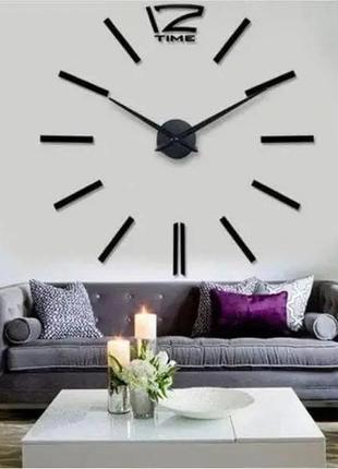 Великий настінний 3d годинник diy clock до 100 см палички чорні2 фото