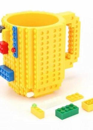 Чашка-конструктор у стилі lego 350 мл жовта