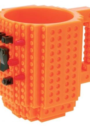 Чашка-конструктор у стилі lego 350 мл помаранчева