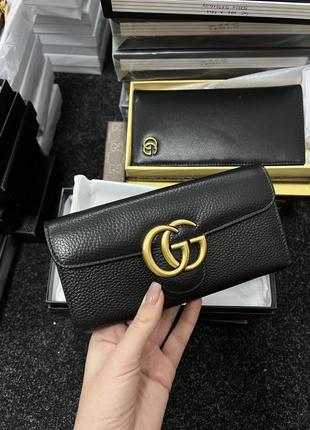 Гаманець gucci gg marmont button wallet black/gold