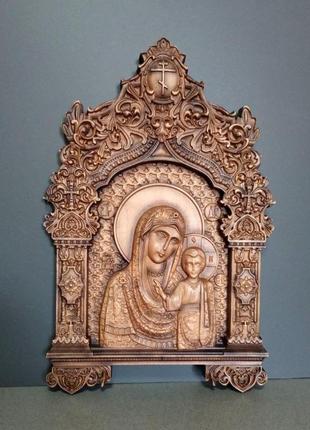 Ікона казанська божа матір у різному кіоті дерев'яна3 фото