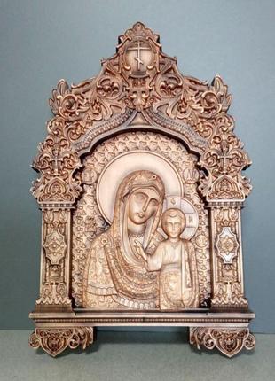 Ікона казанська божа матір у різному кіоті дерев'яна5 фото