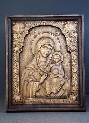 Икона божьей матери деревянная резная