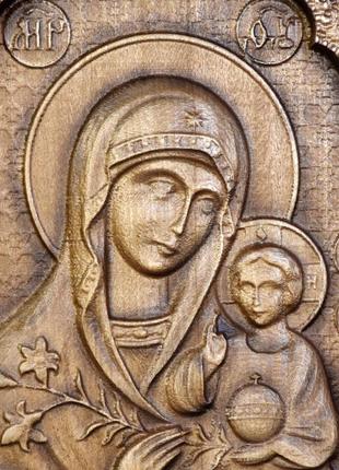Икона божьей матери деревянная резная