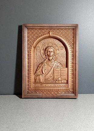 Икона резная из дерева господь вседержитель