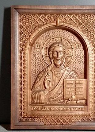 Икона резная из дерева господь вседержитель