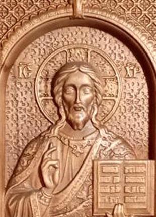 Икона резная из дерева господь вседержитель