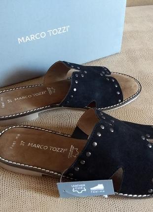 Женские кожаные сандалии шлепанцы marco tozzi, замша, размер 374 фото