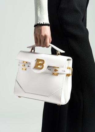 Жіноча сумка balmain white біла бельман сумочка7 фото