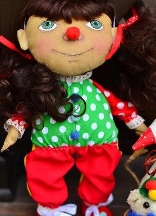 Текстильна лялька лялька хендмейд іграшка сувенір ароматизированая лялька клоун2 фото