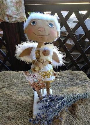Лялька ангел текстильна лялька іграшка з тканини подарунок на весілля іграшка оберіг ангел хенд мейд