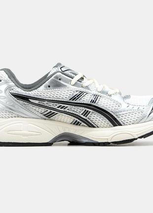 Кроссовки женские мужские в стиле asics gel-kayano 14 white silver асикс гель-каяно белые серебряные2 фото