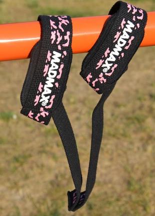 Лямки для тяги madmax camo power wrist straps camo/pink7 фото