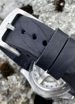 Ремінець для годинника ручної роботи зі шкіри бика синій3 фото