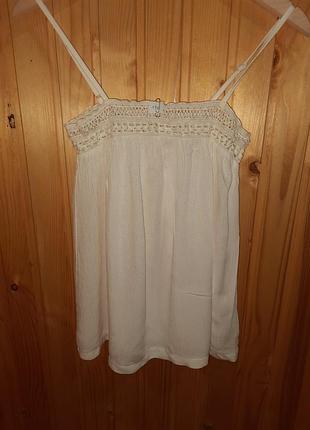 Нежная белая майка/топ с кружевом