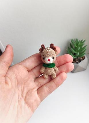 Маленькая игрушка олень. миниатюрная плюшевая игрушка олень. игрушка для куклы. подарок на новый год1 фото
