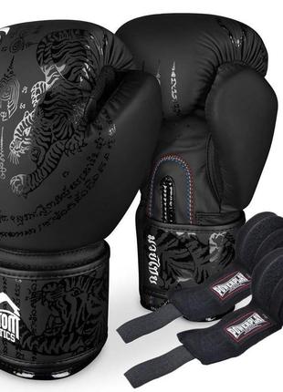 Боксерські рукавиці phantom muay thai black 10 унцій (капа в п...