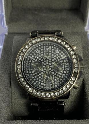 Годинник жіночий softech diamante dial gun black&amp;silver watch1 фото