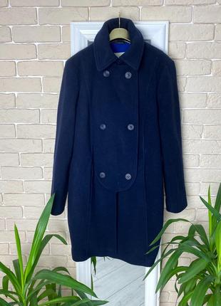 Синее пальто теплее шерстяное голубое длинное3 фото