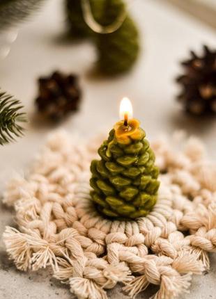 Набор свечей "шишки" из натурального воска, 3 шт. подарочные свечи оптом. новогодние свечи