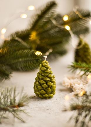 Набор свечей "шишки" из натурального воска, 3 шт. подарочные свечи оптом. новогодние свечи