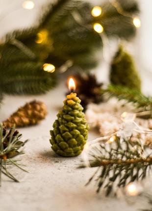 Набор свечей "шишки" из натурального воска, 3 шт. подарочные свечи оптом. новогодние свечи