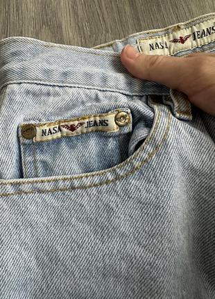 Джинсы прямого кроя, светло-голубые, на пуговицах, стильные бренд nasa