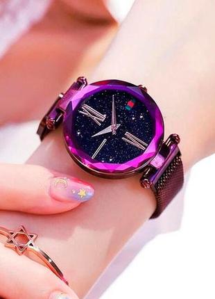 Жіночі годинники starry sky watch на магнітній застібці - фіол...4 фото