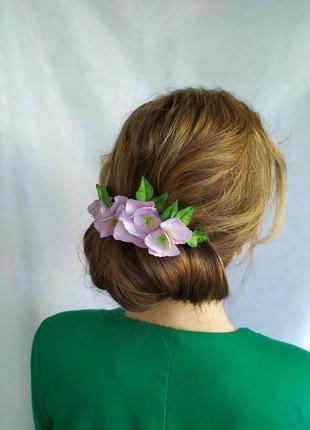 4 шпильки для волосся з квітами гортензія3 фото