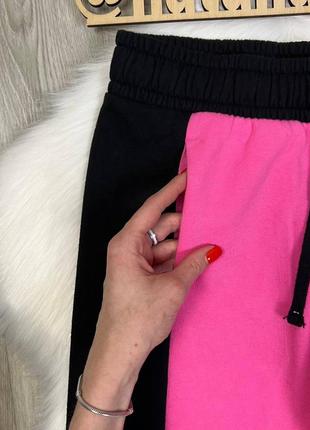 Трендові чорно-рожеві утеплені прямі спортивні штани від pink victoria’s secret  розмір xs-s3 фото