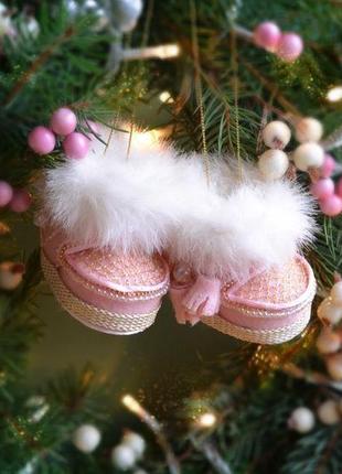 Милі рожеві чобітки, різдвяна та новорічна прикраса.1 фото