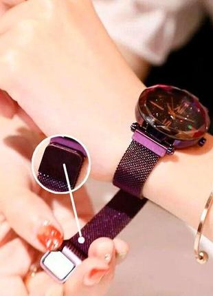 Жіночий годинник starry sky watch на магнітній застібці фіолетови5 фото