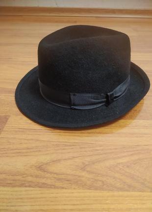 Шляпа мужская черная фетровая винтажная