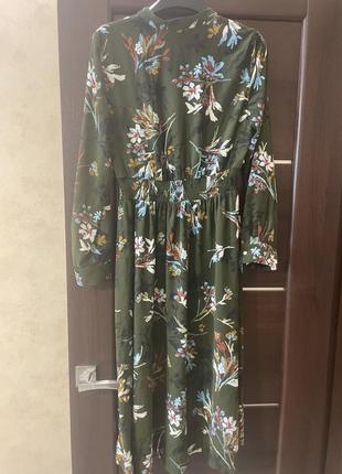 Платье zara принтованное цветами, с разрезами2 фото