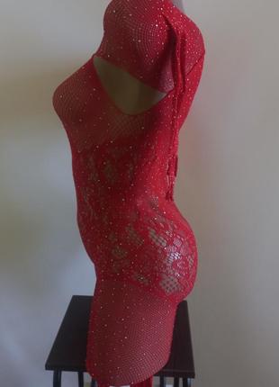 Боді-сітка сексуальний бодістокінг в сіточку honey fashion accessories one size червоний (1140)8 фото