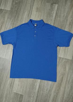 Мужская синяя футболка / поло / gildan / мужская одежда / чоловічий одяг /1 фото