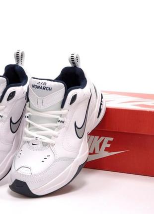 Женские кожаные кроссовки nike air monarch white blue найк монархи1 фото