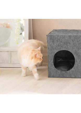 Для кота з повсті "куб" сірий1 фото